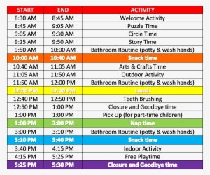 Preschool Program - Preschool Nap Time Schedule