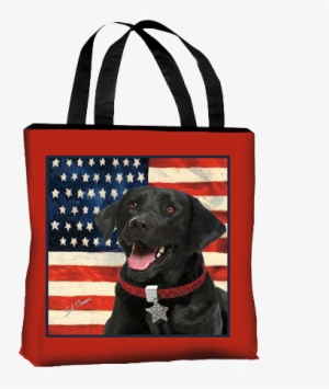 Canvas Dog Tote Bag Black Lab - American Flag With Black Lab