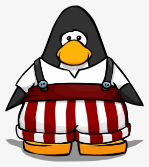 Striped Overalls On A Player Card - Club Penguin Blue Tux