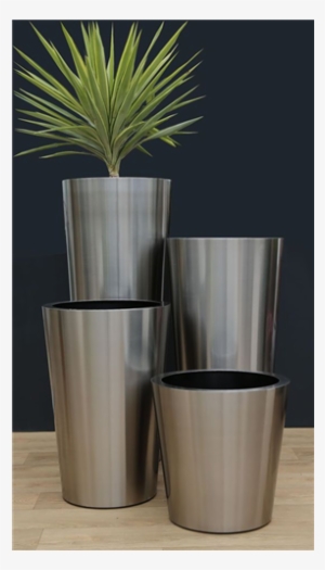 Brushed Stainless Steel Conical Planters - Brushed Steel Plant Pot
