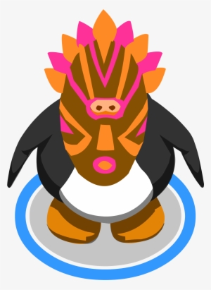 Pink Tiki Mask In Game - Miss Piggy Club Penguin