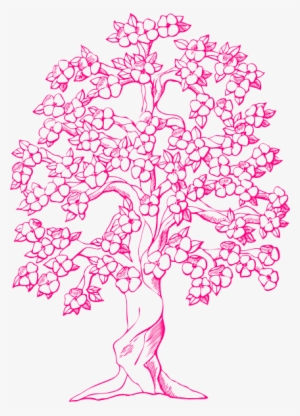 How To Set Use Pink Tree Svg Vector - Spring Trees To Color