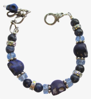 Bracelet Of Blue Skulls And Sodalite Beads With Celestial - Bracelet Of Blue Skulls And Sodalite Beads