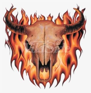 Cow Skull In Flames - Illustration
