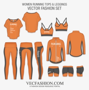 Women Running Set - Design Orange Tshirt Running