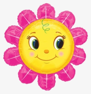 smileys clipart sunflower - 36" smiley pink flower shape balloon - mylar balloons
