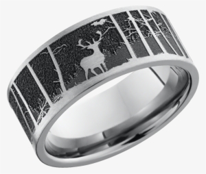 Deer Wedding Band For Men - Country Wedding Rings For Guys