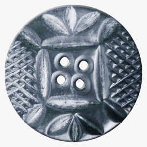 Button With Diamond Mesh And Leaf Pattern, Silver - Button