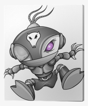 Cyborg Ninja Warrior Robot Vector Canvas Print • Pixers® - Stickers Robot Alien 50x60cm