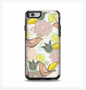 The Vintage Tan & Gold Vector Birds With Flowers Apple - Otterbox Symmetry Series Case For Iphone 6 - Black