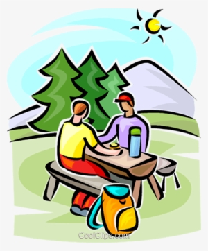 People Sitting At A Picnic Table Royalty Free Vector