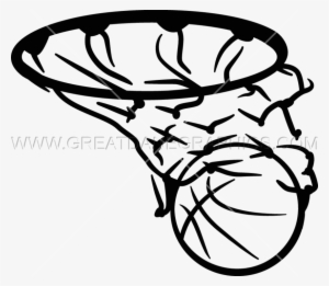 Basketball In Net - Black Basketball Net Png