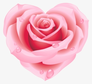 Large Pink Rose Heart Clipart - Pink Rose Clip Art