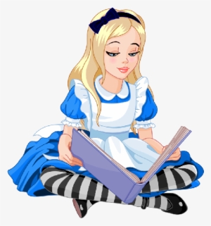 Alice In Wonderland 2 Clip Art - Alice In Wonderland Reading A Book