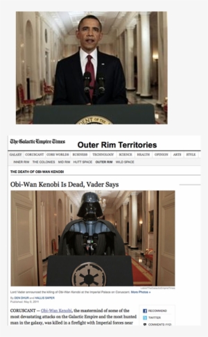 suspension of disbelief or not the droids you're looking - darth vader white house