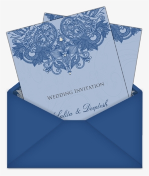 Shades Of Blue Email Wedding Card Template With Intricate - Wedding Invitation Cards Designs Blue