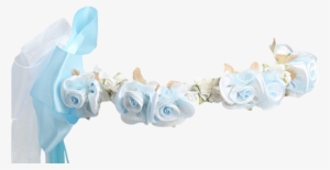 Light Blue Silk & Satin Floral Crown Wreath Girls - Blue And White Flower Crown Transparent