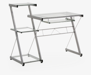 Image For Metal Computer Desk With Glass Top From Economax - Desk