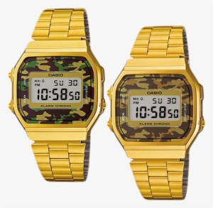 Image Of Casio Vintage Gold Camouflage Watch - A168wegc 3df