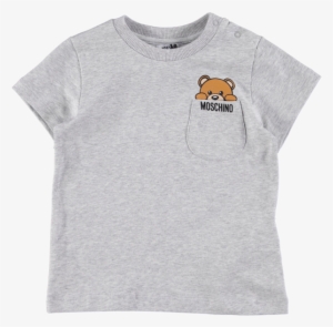 Babies Pocket Detail Teddy Print T-shirt Grey - Bts