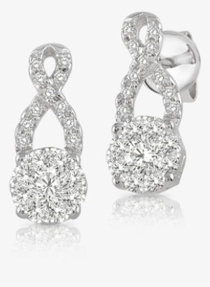Ladies Diamond Earrings In White Gold - Earring