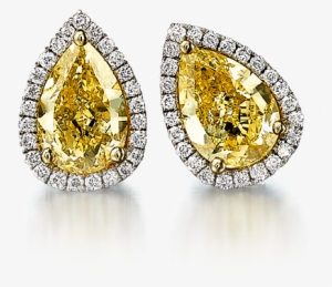 Pear Shape Fancy Yellow Earrings - Pear Shaped Yellow Diamond Earrings