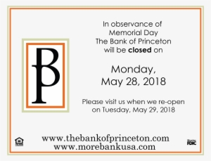 This Is An Announcement About The Bank Being Closed - Bank Of Princeton