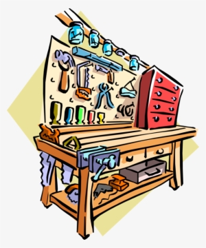 Vector Illustration Of Garage Workbench With Tools - Francisco Aiello