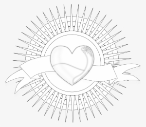 Heart With Rays And Banner Black White Line Art 999px - Semi Circular Brick Arch