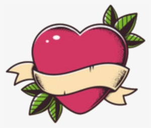 Heart Banner Leaves Hearttattoo Lovetattoo Tattoocolors - Vector Graphics