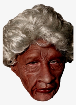 Dark Old Lady Female Mask With Hair - Old Lady Hair Png