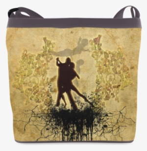 Dancing Couple On Vintage Background Crossbody Bags - Dance With Me Yard Sign