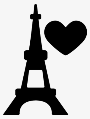 Eiffel Tower With Heart Vector - Eiffel Tower Silhouette
