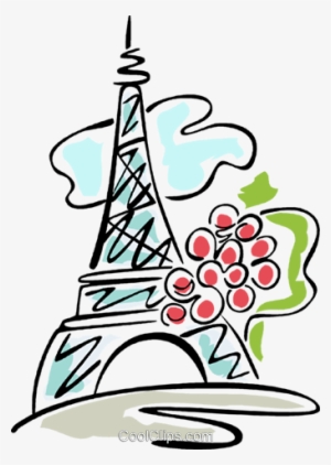 Eiffel Tower And Grapes Royalty Free Vector Clip Art - Eiffel Tower