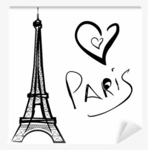 Vector Illustration Of Paris, The Eiffel Tower Wall - Eiffel Tower Drawn Cute
