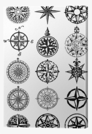 Nautical Compass Vector Grunge Collection Canvas Print - Compass Mandala Tattoo Back