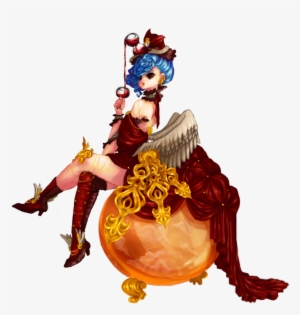 Red Angelic Female Sorcerer Mascot - Illustration