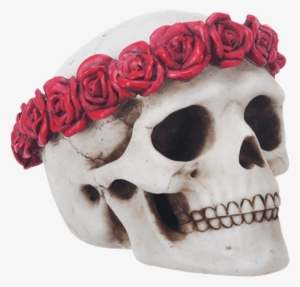 Flower Crown Skull Statue - Skull With A Flowercrown