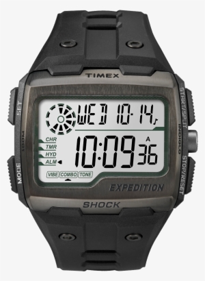Expedition Grid Shock 50mm Resin Strap Watch Black/gray - Timex Expedition Grid Shock Tw4b02500 Watch