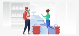 Premium Man Paying At Cashier In Shopping Mall Illustration - Illustration