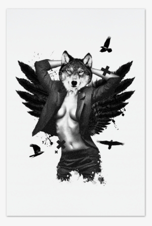 She Wolf Kunstkort - Birds Wings Png Hd