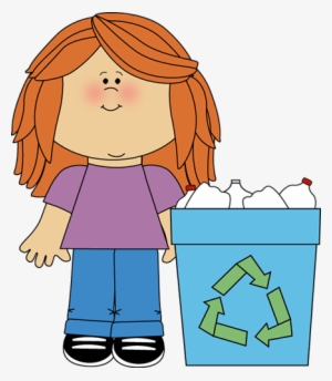 School Girl Recyclying - Classroom Jobs Clipart