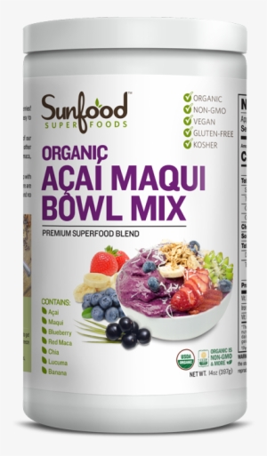 acai maqui bowl mix 14oz tub - sunfood acai maqui bowl mix