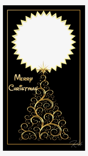 Black Christmas Frame With Christmas Tree - Transparent Christmas Frame
