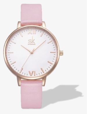 Classic Rose Gold Marble Dial Wrist Watch With Leather