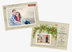 Free Vintage Postcard Holiday Card Template - Christmas Holly Clip Art