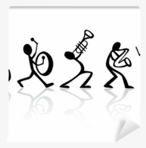 Band Musicians Playing Music, Vector Ideal For T-shirts - Stick Figure Marching Band