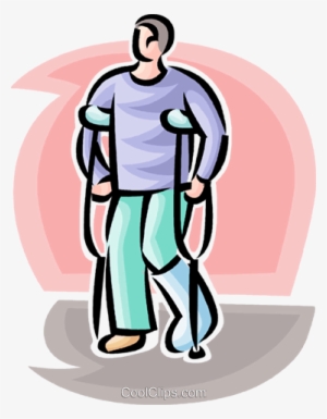 Man With A Broken Leg And Crutches Royalty Free Vector - Человек С Костылями Пнг