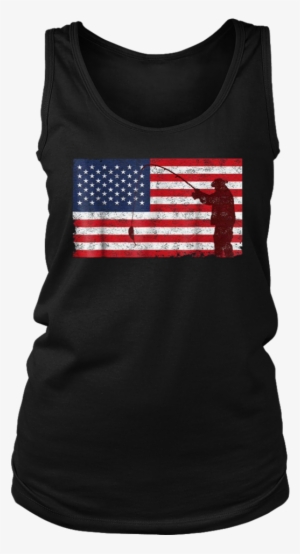 Vintage Distressed American Flag Fishing Pole T-shirt - Shirt