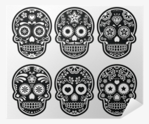 Mexican Sugar Skull, Dia De Los Muertos Black Icons - Sugar Skull Decoration For Drawing